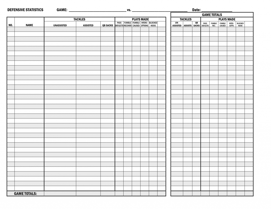 Printable Football Stat Sheets